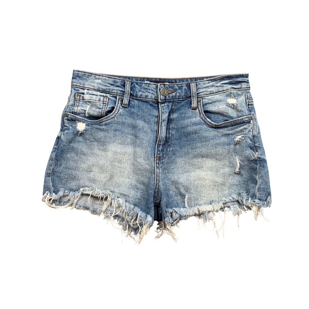 Kut From The Kloth Shorts Womens 2 Denim Jane High Rise Distressed Raw Hem